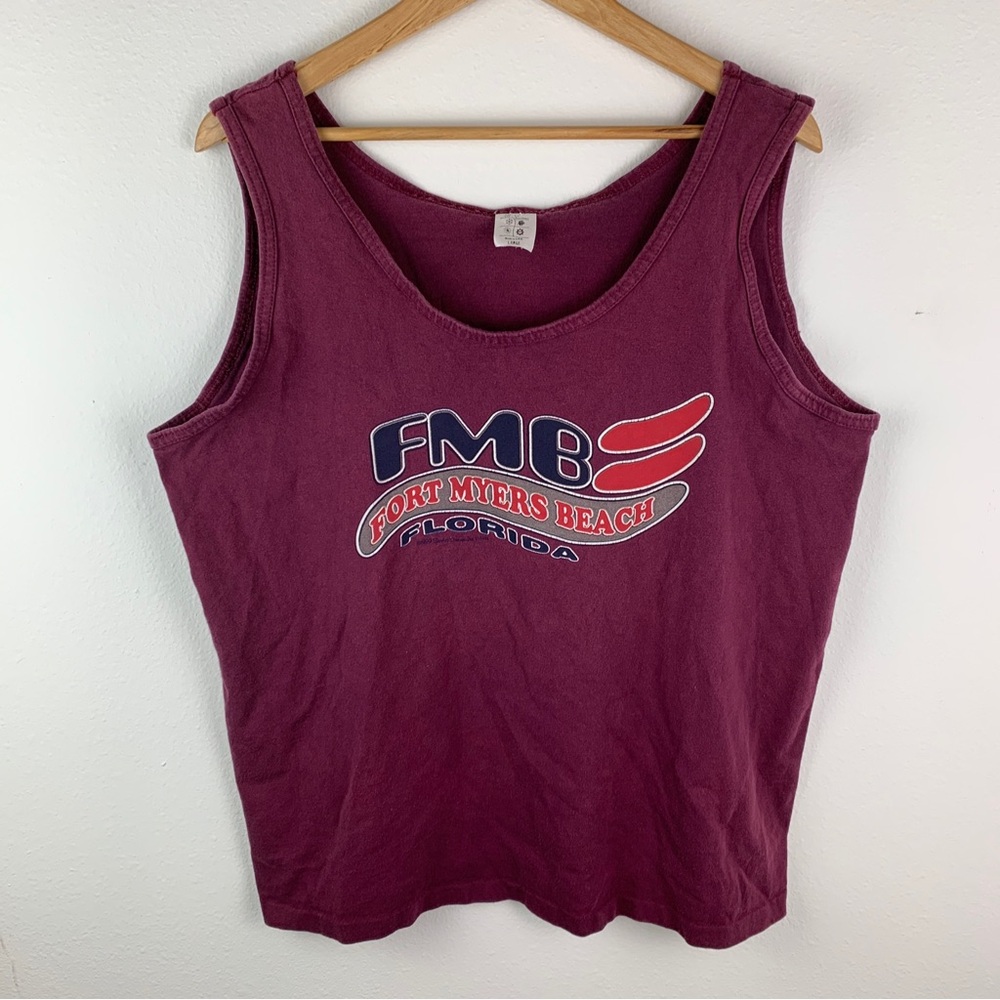 Vintage 1999 Fort Myers Beach Tank Top Single Stitch Purple Men’s Large USA